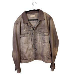 All Saints Splatter Grey Denim Jacket Size XL